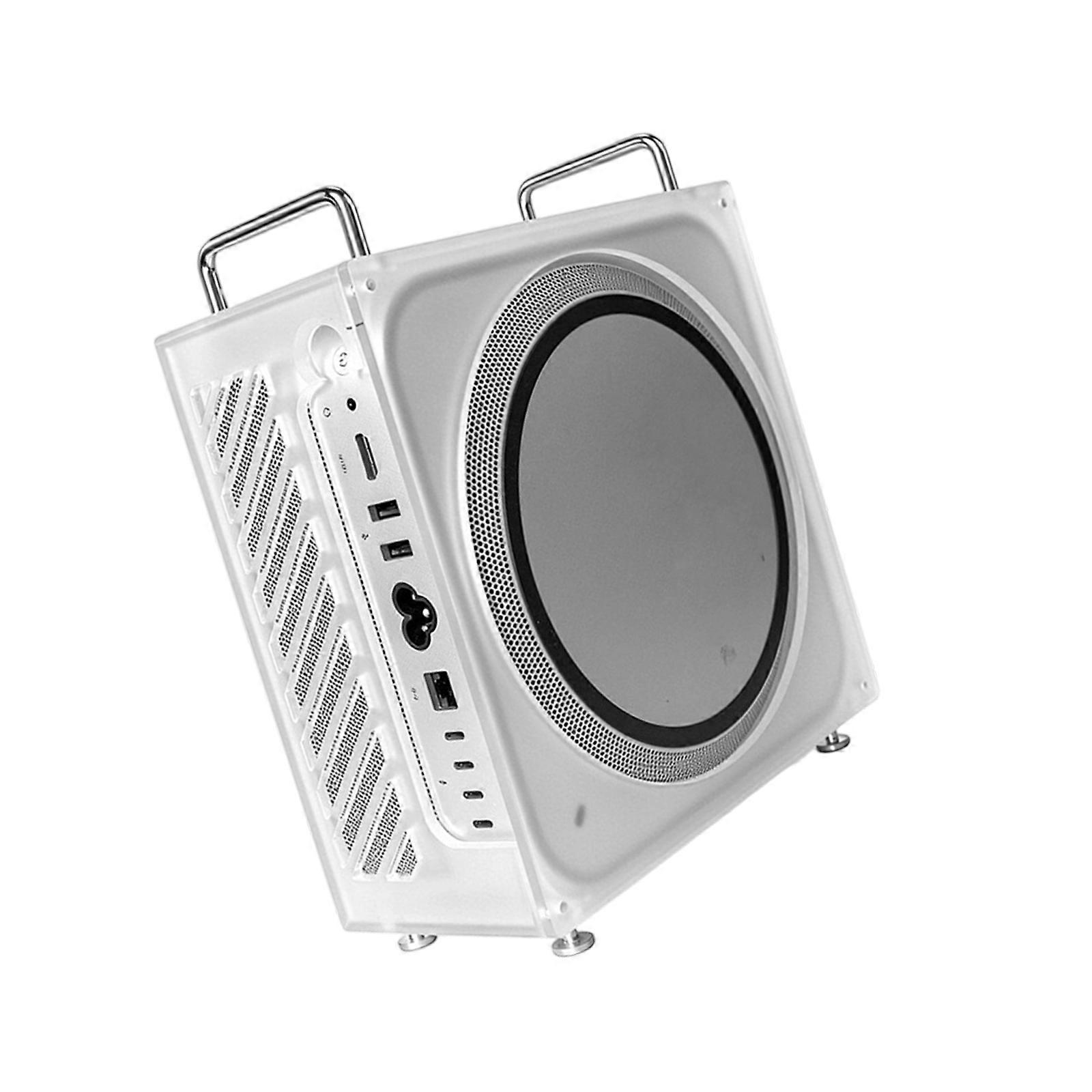 Desktop Computer Case for Studio, Acrylic Stand Shell with Open Frame Design and Direct Cable Access Support  Transparent color