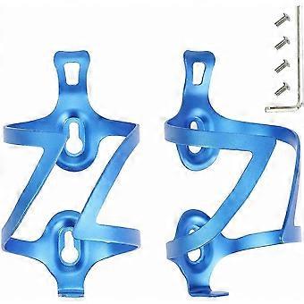 Lightweight Aluminum Bike Water Bottle Cage, Durable and Strong Bicycle Accessory for Road or Mountain Bikes, Pack of 2 in Blue