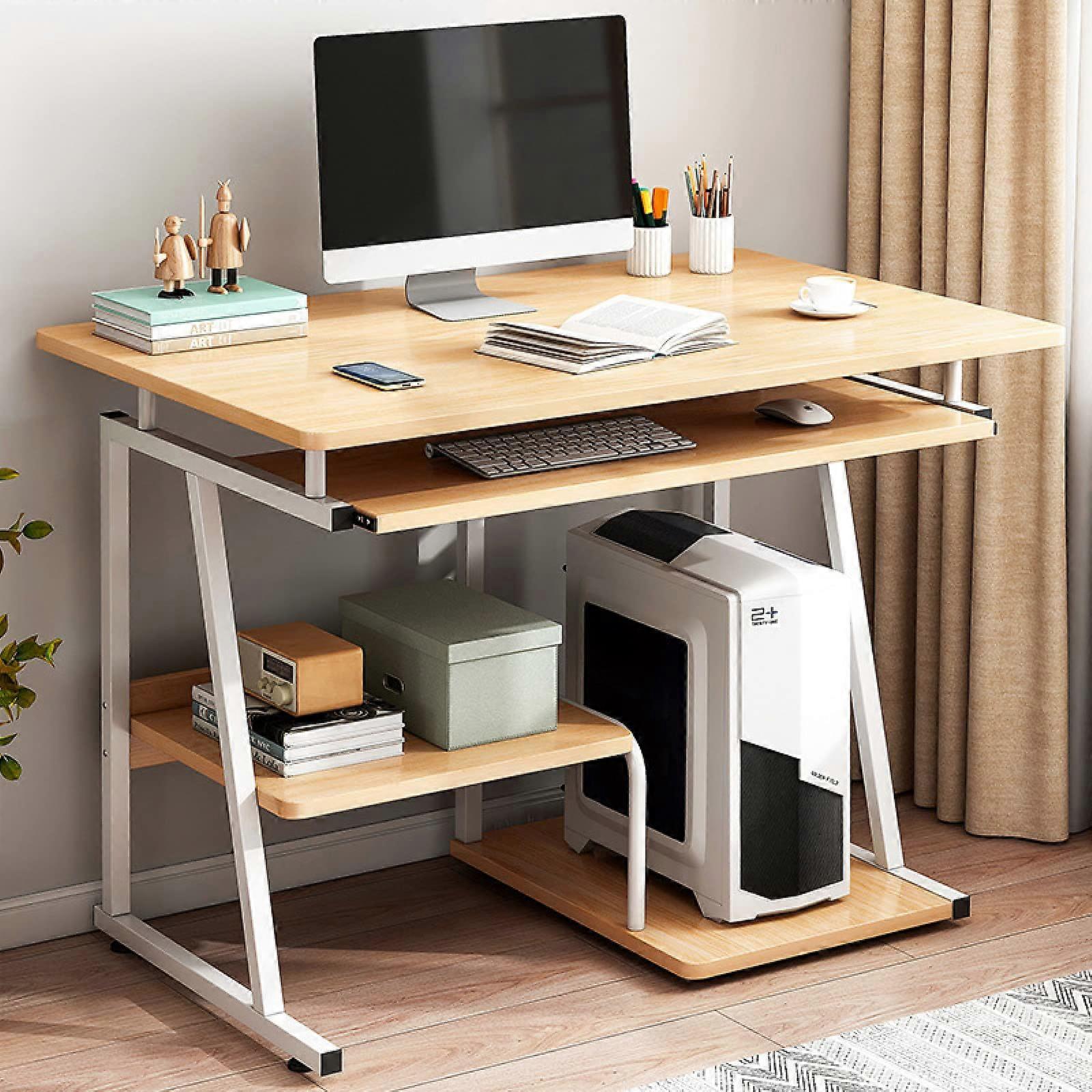 Small Computer Desk 24 Inch Oak Compact Workstation for Home Office Study Table