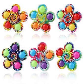 Pop Spinner Fidget Toy Pack 6PCS Push Pop Bubble Spinner Set for Kids and Adults Stress Relief
