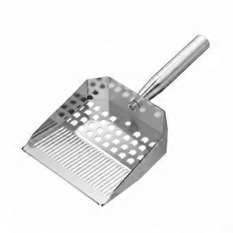 Feline Litter Scoop Short Handle Pet Cleanup Tool Shiny Finish