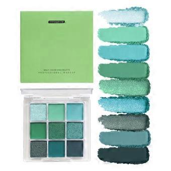 9 Color Green Eyeshadow Palette Matte and Shimmer Pigmented Eye Shadow Long Lasting Waterproof