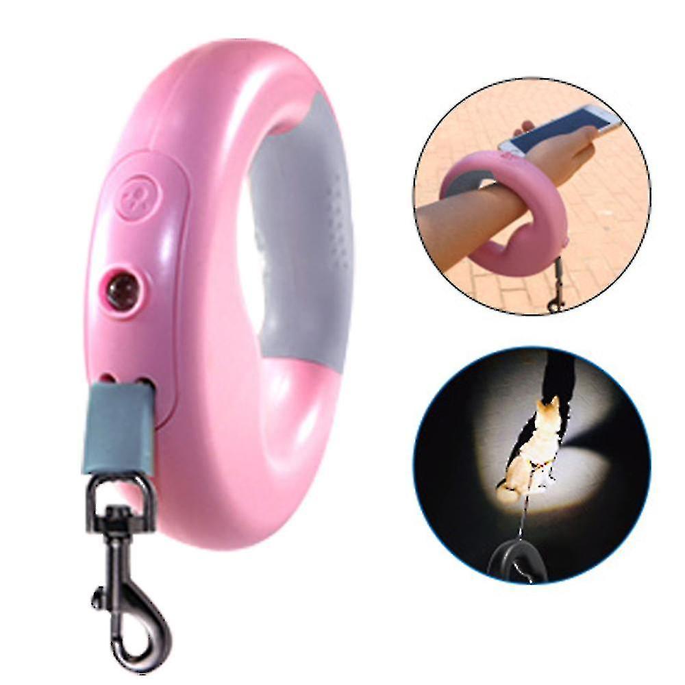 Adjustable Dog Leash, 3m Retractable Leash With Led Torch Light, For Small And Medium-sized Dogs. Maximum Weight Up To 20kg Pink