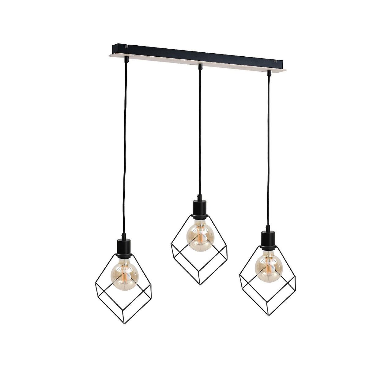 Ruben Bar Pendant Ceiling Light Wood, 65cm, 3x E27
