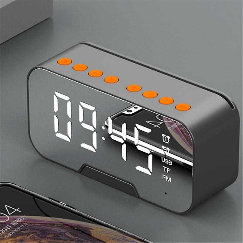 Digital Alarm Clock Fm Radio Wireless Bluetooth Mirror Led With Speaker Portable