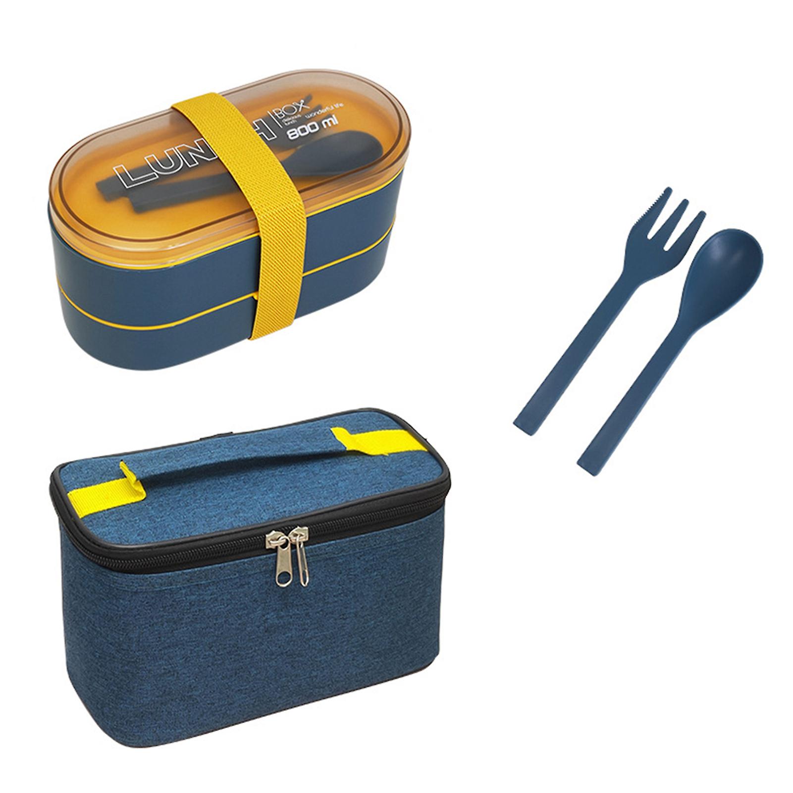 2 Tier Bento Boxes Containers With Tableware Self Moveable Compartments Design Lunch Box