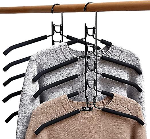 Space Saving Hangers,2 Pack, 5 in 1 Multi-Function Magic Metal Hanger Non-Slip Hanger with Multi-Purpose EVA Multi-Layer Sponge for Jeans Skirts T-Shi