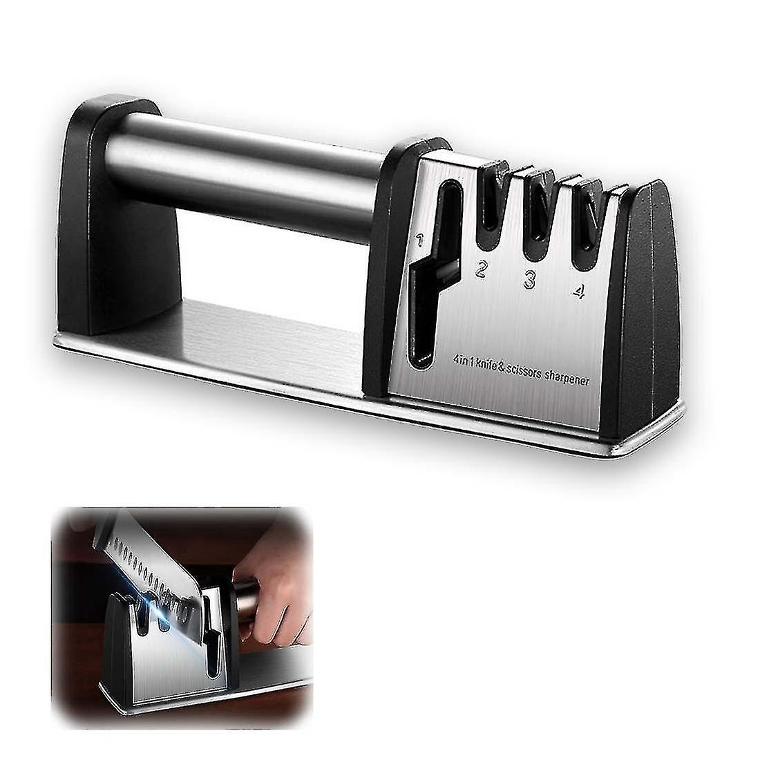 Knife Sharpener 4 In 1 And Finger Protection Knife Sharpeners Best Grinding Grooves Are Made Of Stai