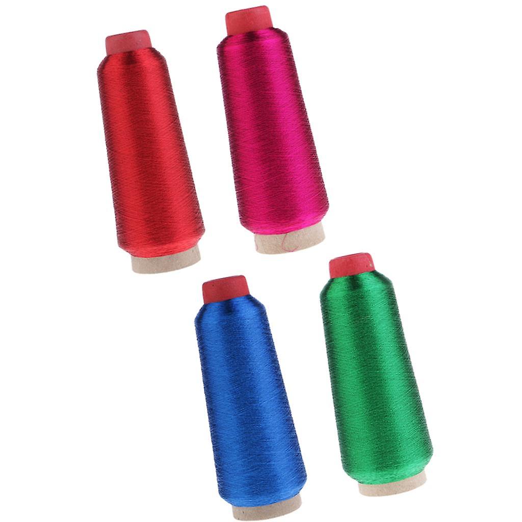 4 Sppol 3000m/each Metallic Machine Embroidery Threads Sewing Supplies