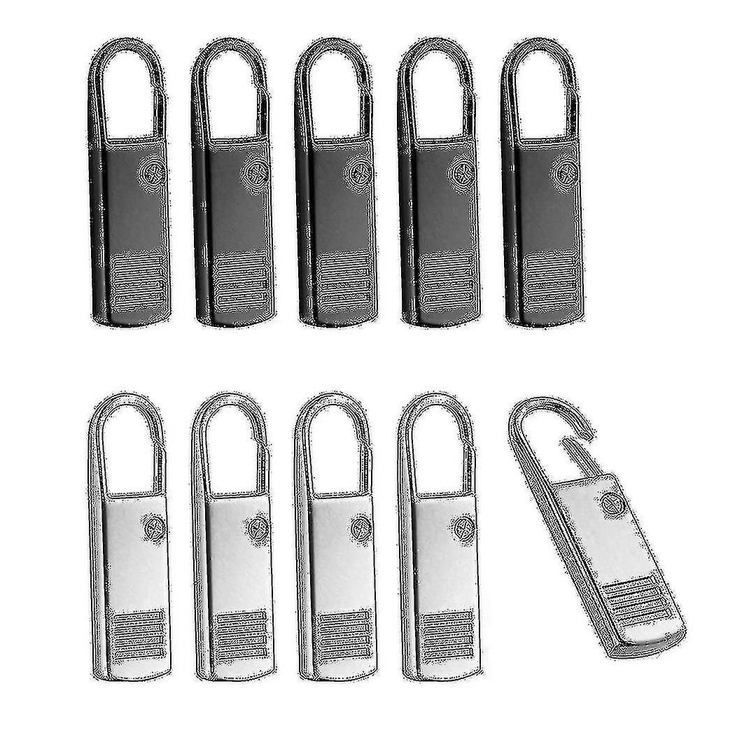 10pcs Zipper Pull-tab Replacement, Metal Zipper Puller Zip Slider Extender Handle Mend Fixer For Su