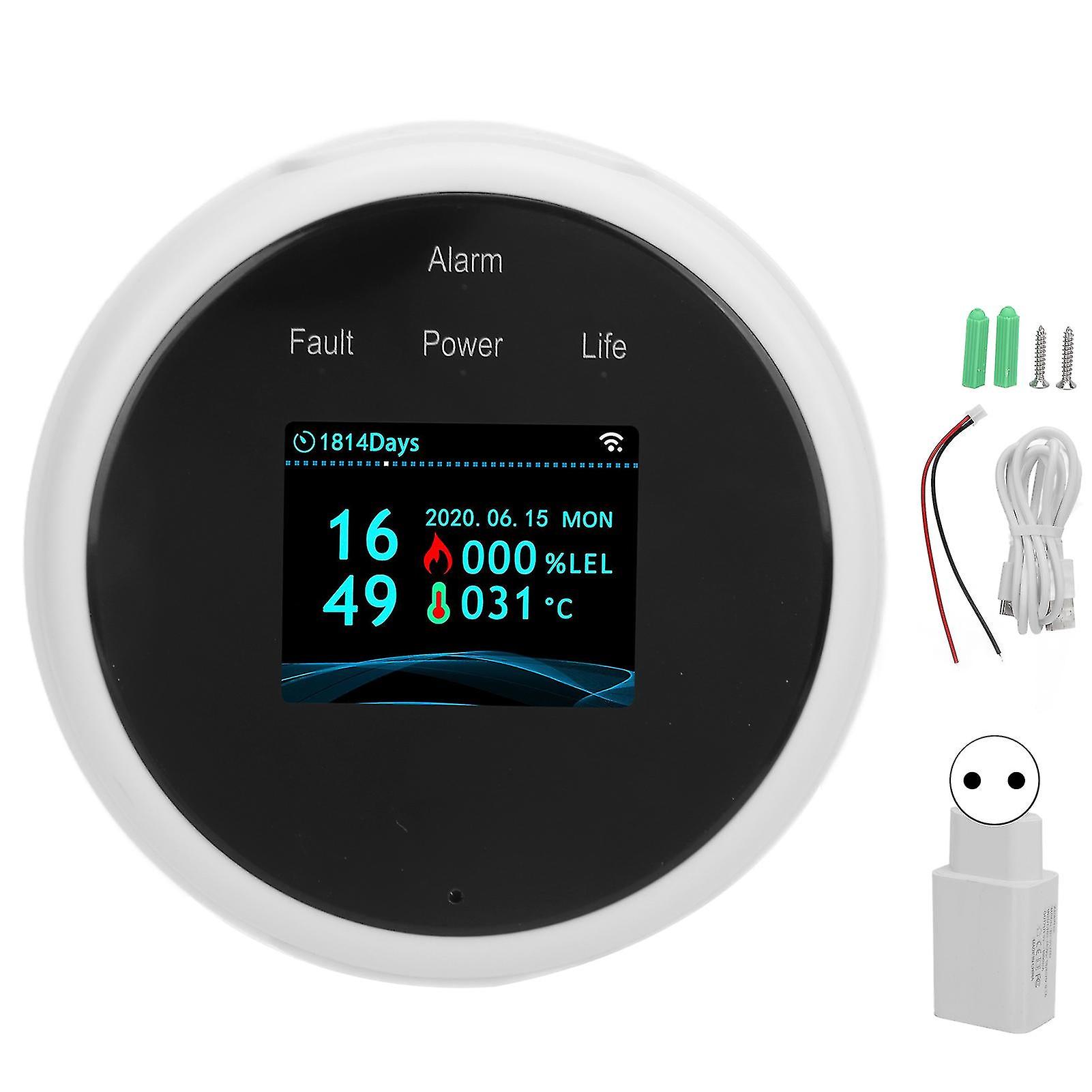 Wifi Combustible Gas Alarm Methane Natural Gas Leakage Detector Sound Light Warning With Led Display For Tuya 100240veu Plug