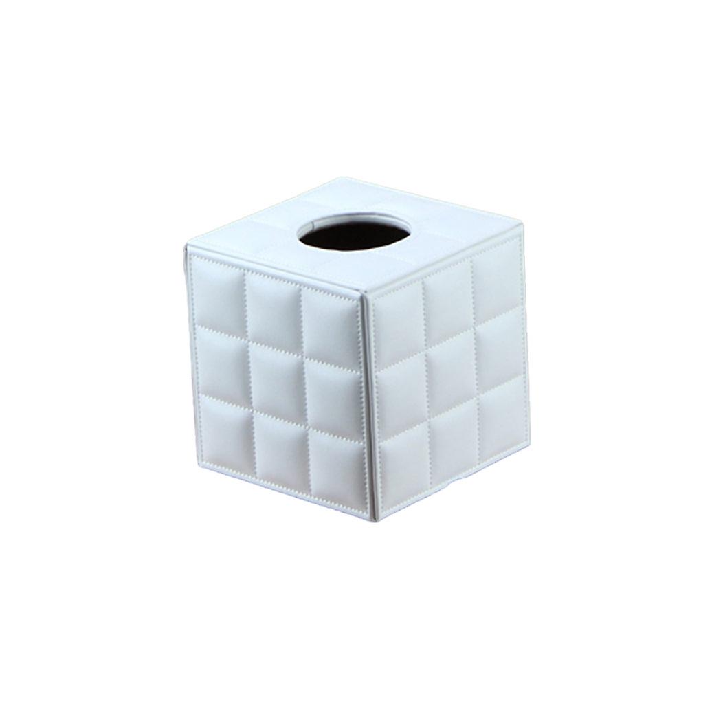 Square Tissue Box Holder Heavy Duty Leather Tissue Dispenser Box For Night Stands Office Desk & Car