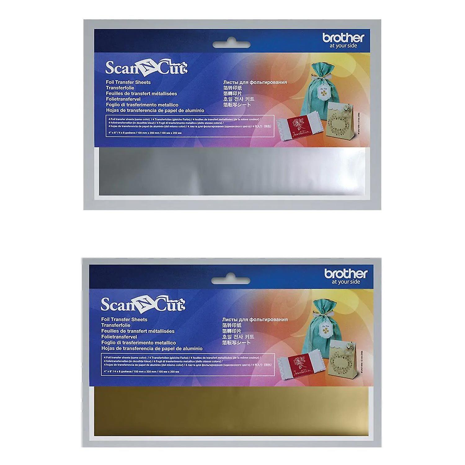 8 feuilles de transfert 10 x 20 cm Brother ScanNCut - Or et Argent
