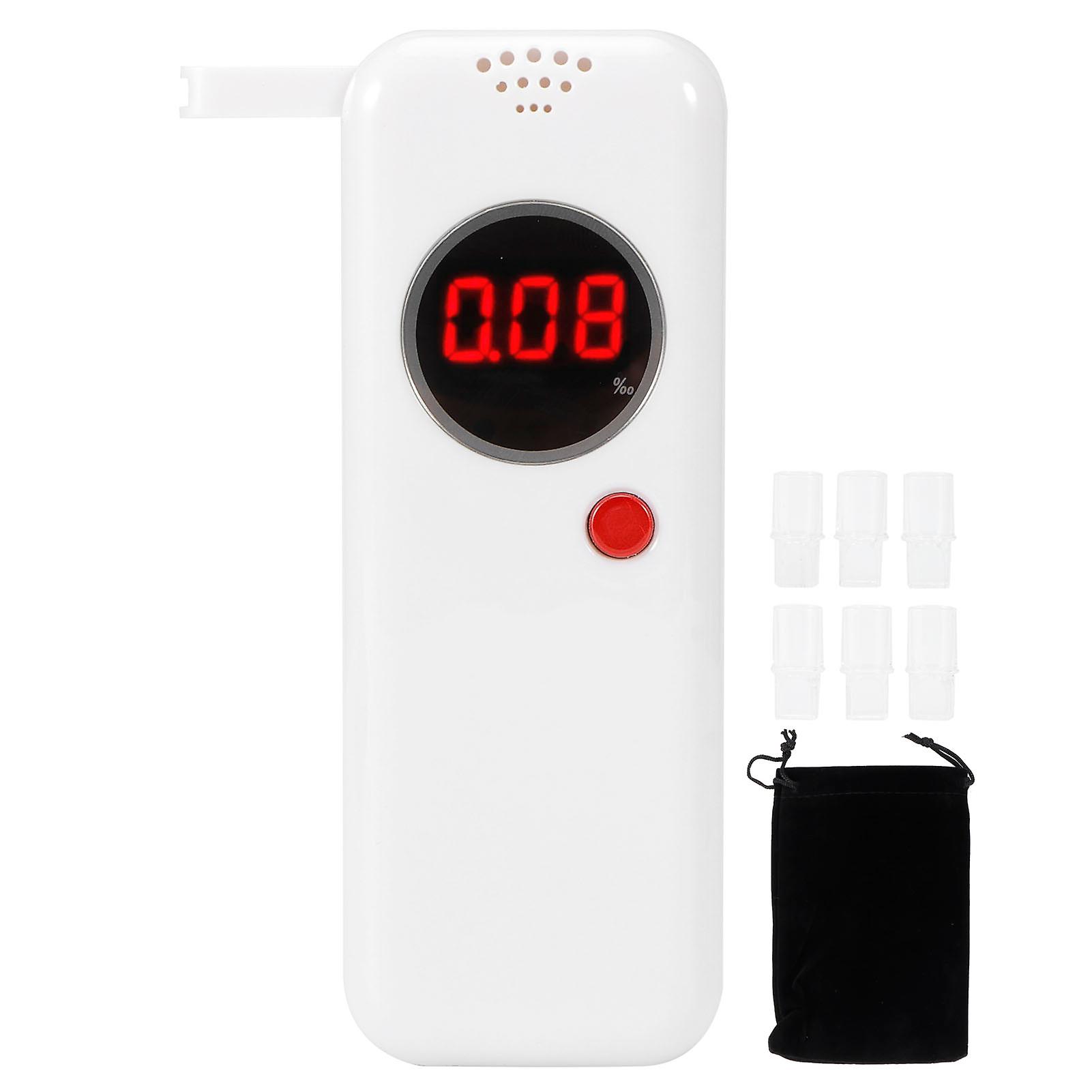 Portable LCD Breathalyzer with Fast Results and Alert (White)