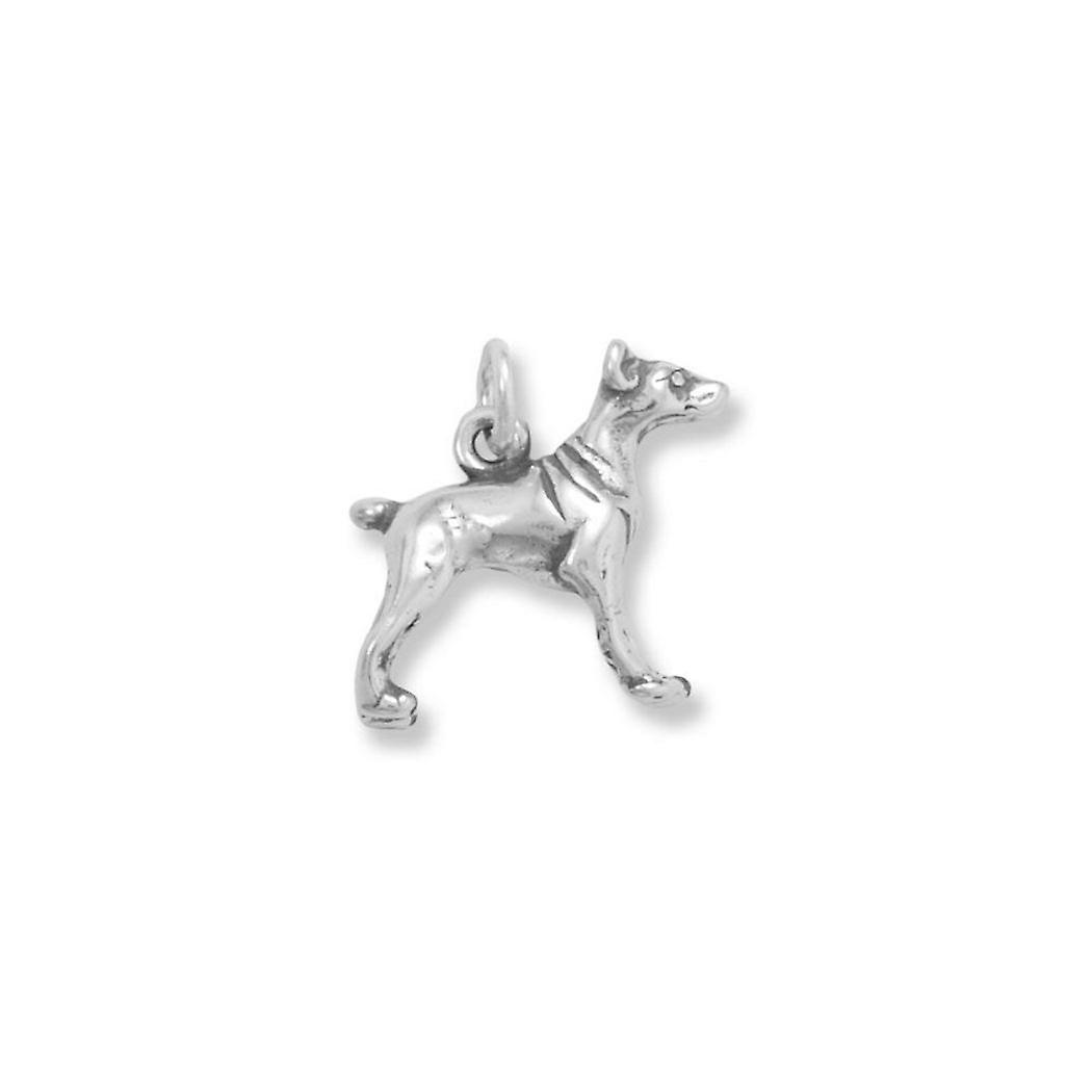 925スターリングシルバードーベルマンピンシャーチャーム3 Dは女性用14.7mm X 16.0mmペンダントネックレスです