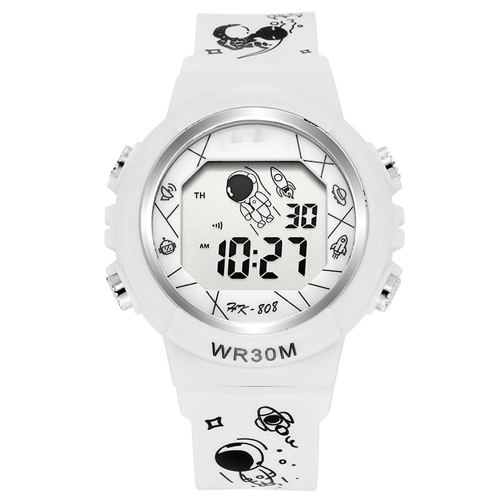Children Electronic Watch Multi Function Minimalist Digital Watch Astronaut Pattern Strap Casual