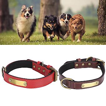 Graveerbare Comfortabele Kunstmatige Cattlehide Pet Dog Collar met Brons Iron Sheet Supplybrown + red M