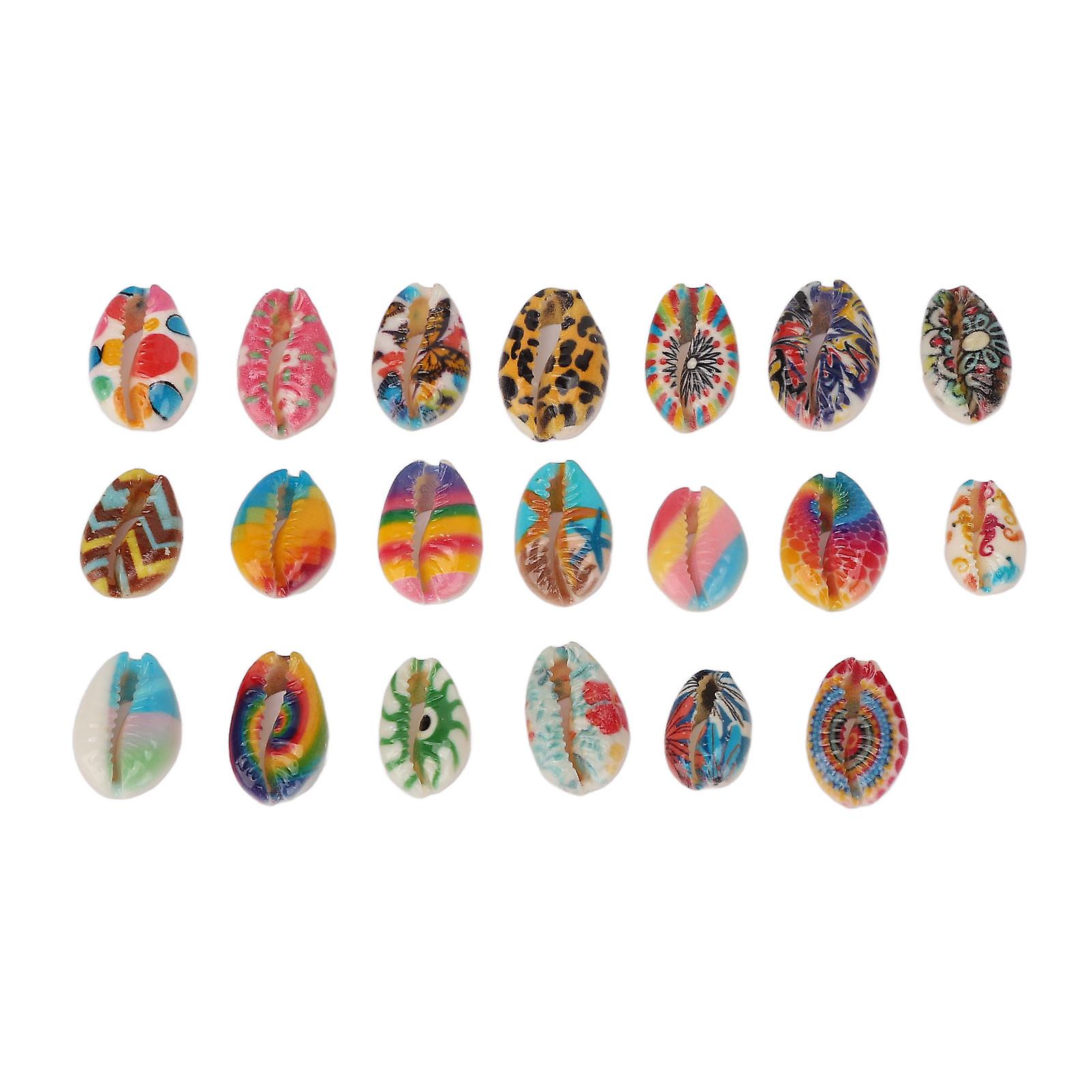 20 Pcs Floral Print Shell Pendants for Braids and Dreadlocks