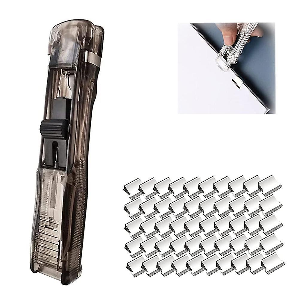 Transparent Acrylic Stapler Mini Push Stapler Set with 50 Reusable Staples for Office Home School Supplies