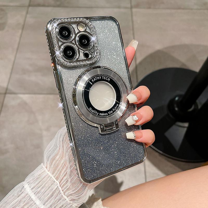 For Iphone 15 Case, [compatible With Magsafe]rhinestones Holder Mobile Mobile Phone Case