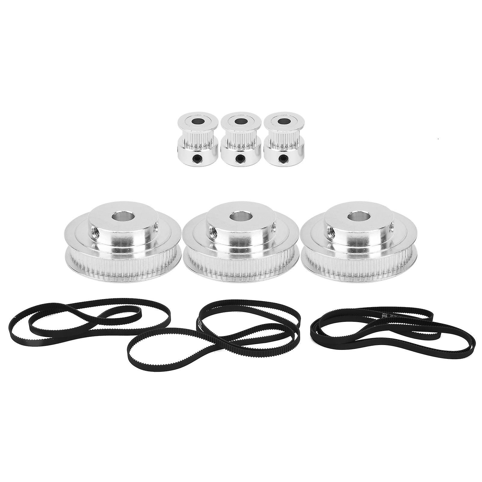 3 Sets Bore Aluminum Timing Pulley, Timing Belt Pulley Set Bore 20 Teeth 60 Teeth 2GT 610/852/1220/mm Belts 40TFL