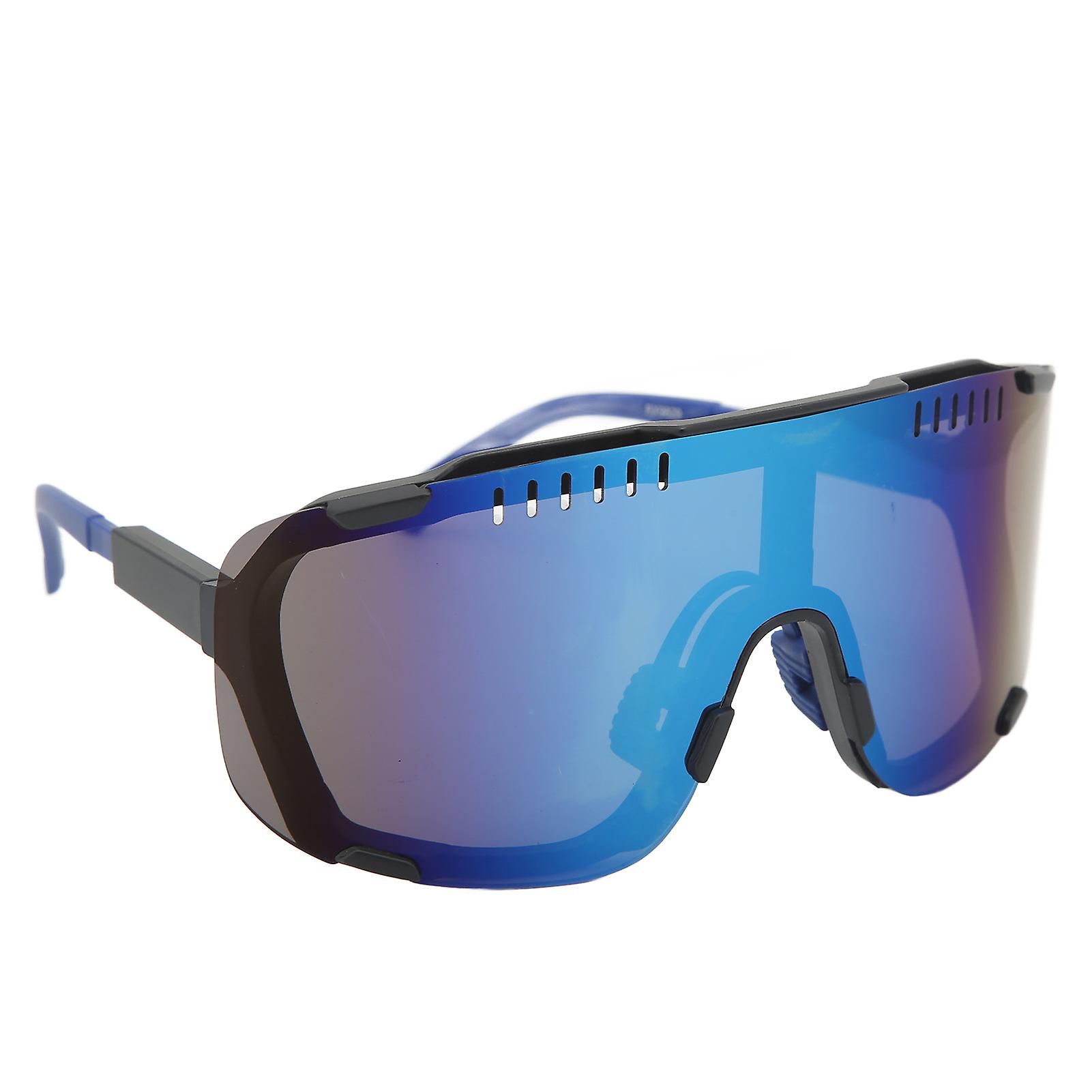 Cycling Goggles UV Resistant Windproof TR Frame Motorcycle Sunglasses for Outdoor Sports Black and Blue