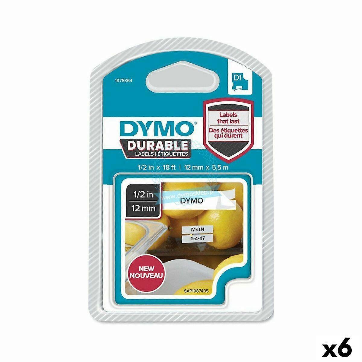 Thermotransferlint Dymo Wit Zwart 12 x 5,5 mm (6 stuks)