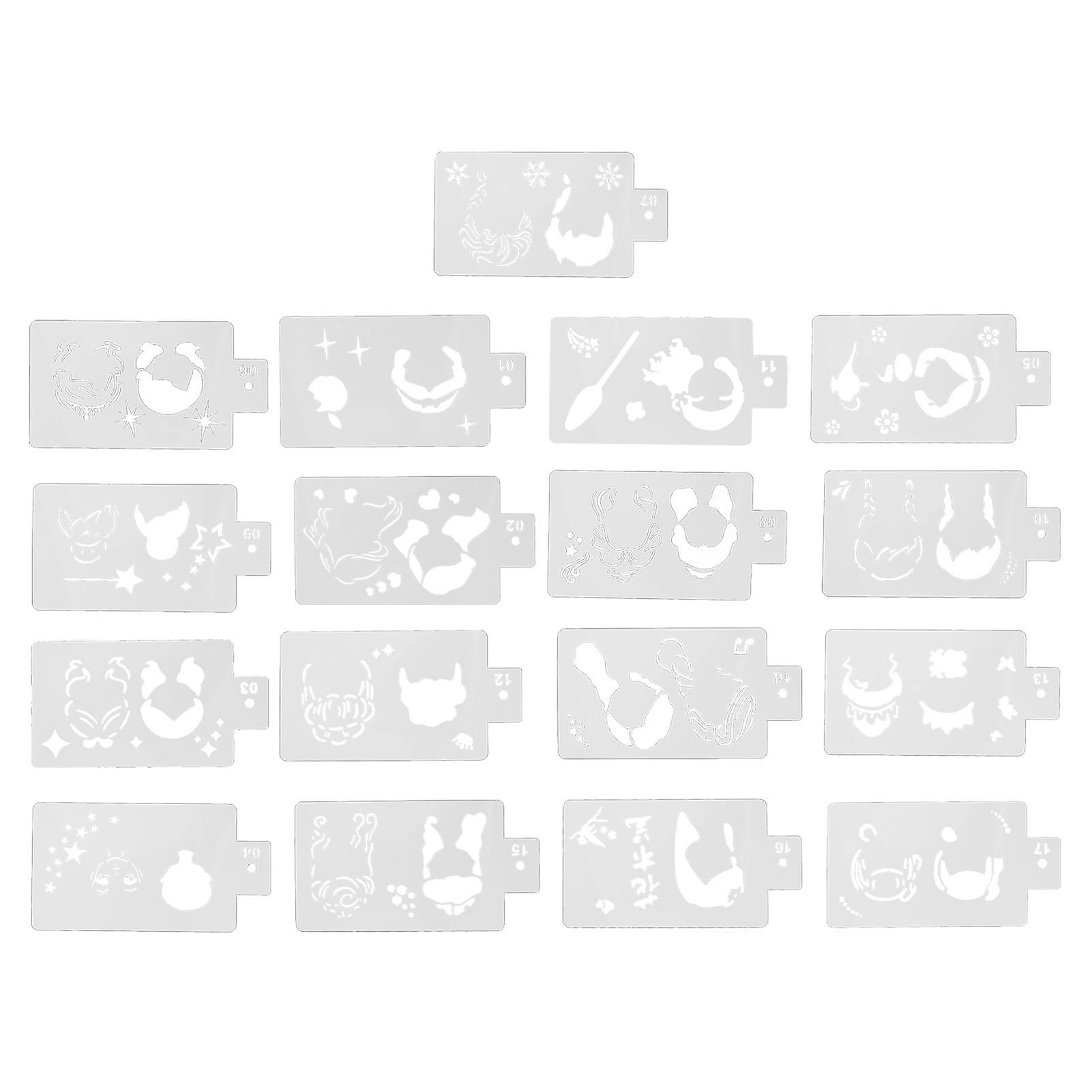 2 Pack Face Painting Stencils Reusable Hollow Out Princess Cartoon Drawing Templates