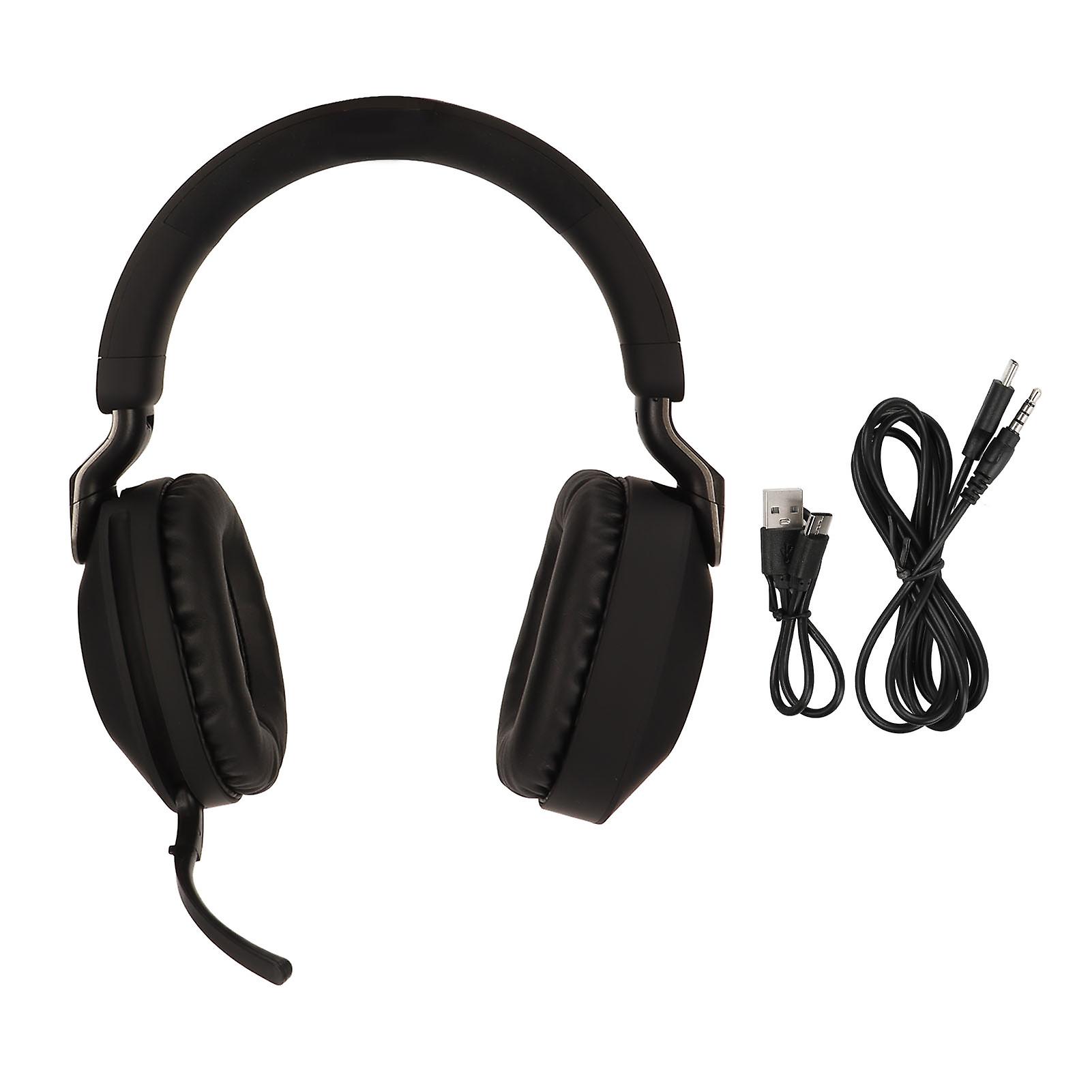 Bluetooth Gaming Headset Foldable Type C Interface Wireless Bluetooth 5.1 Wired Dual Mode Stereo Headset with Microphone Black