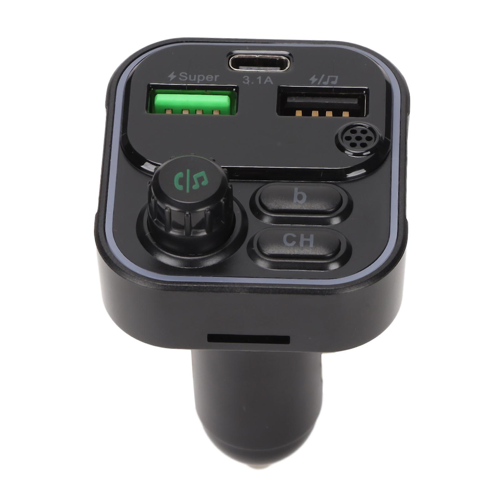 Bluetooth Radio Adapter, FM Transmitter, Wireless MP3 Player with Dual Car Charger for Car and Truck C16, Black