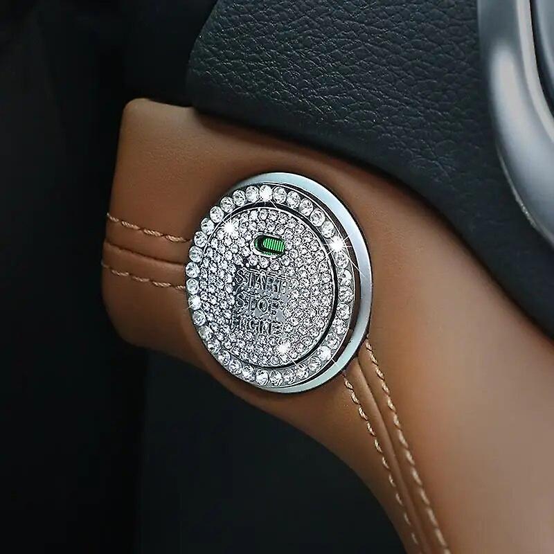 Car One Button Start Ring Diamond Button Sticker Drill Ignition Switch Patch Car Personality Bling Decal Auto Interior Decor 40mm~0843