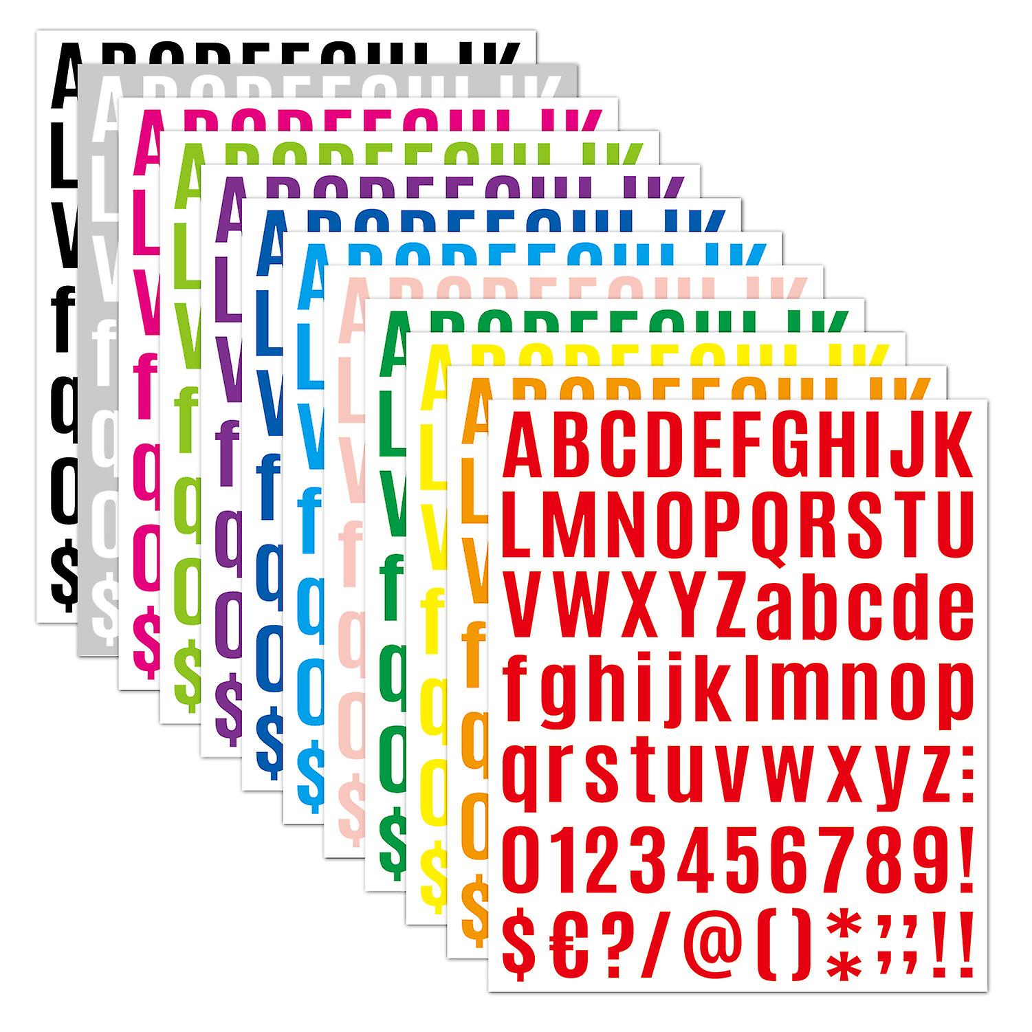 12 decorative stickers with alphanumeric symbols