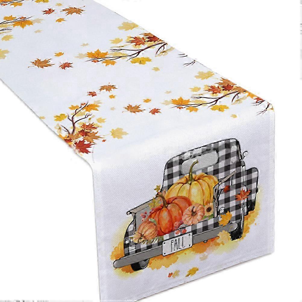 Maple Leaf and Pumpkin Thanksgiving Table Runner for Festive Dining Decor