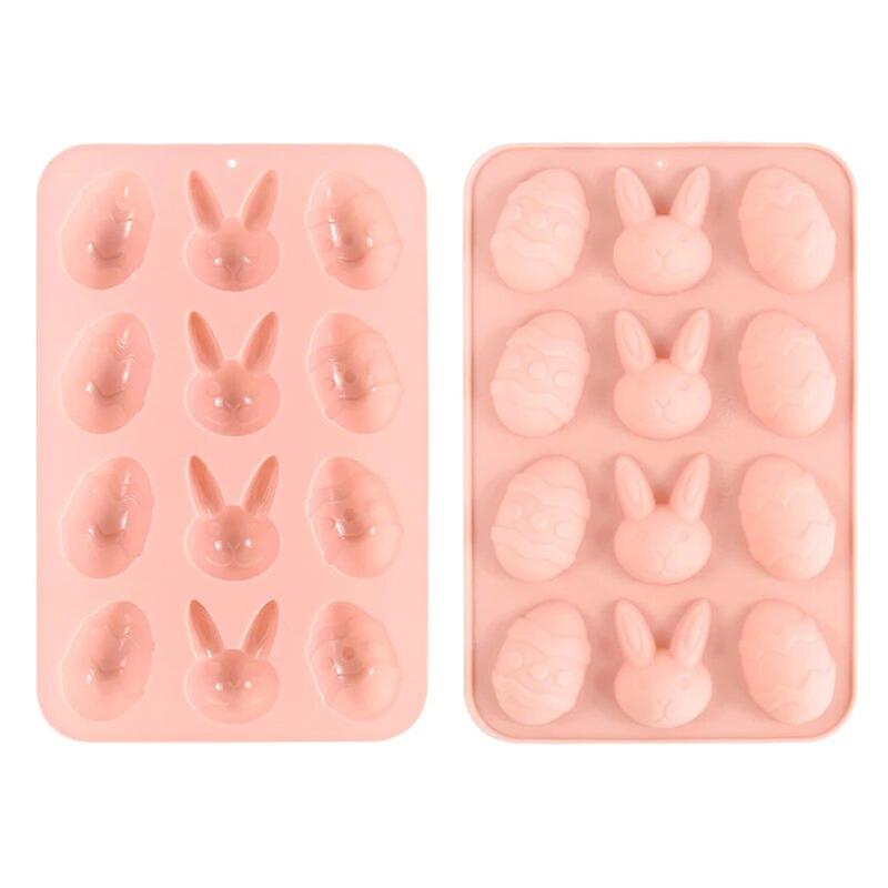1個イースターエッグシリコンモールドウサギフォンダンケーキキャンディーチョコレートモールドハッピーイースターパーティーデコレーション用品DIYベーキングツール