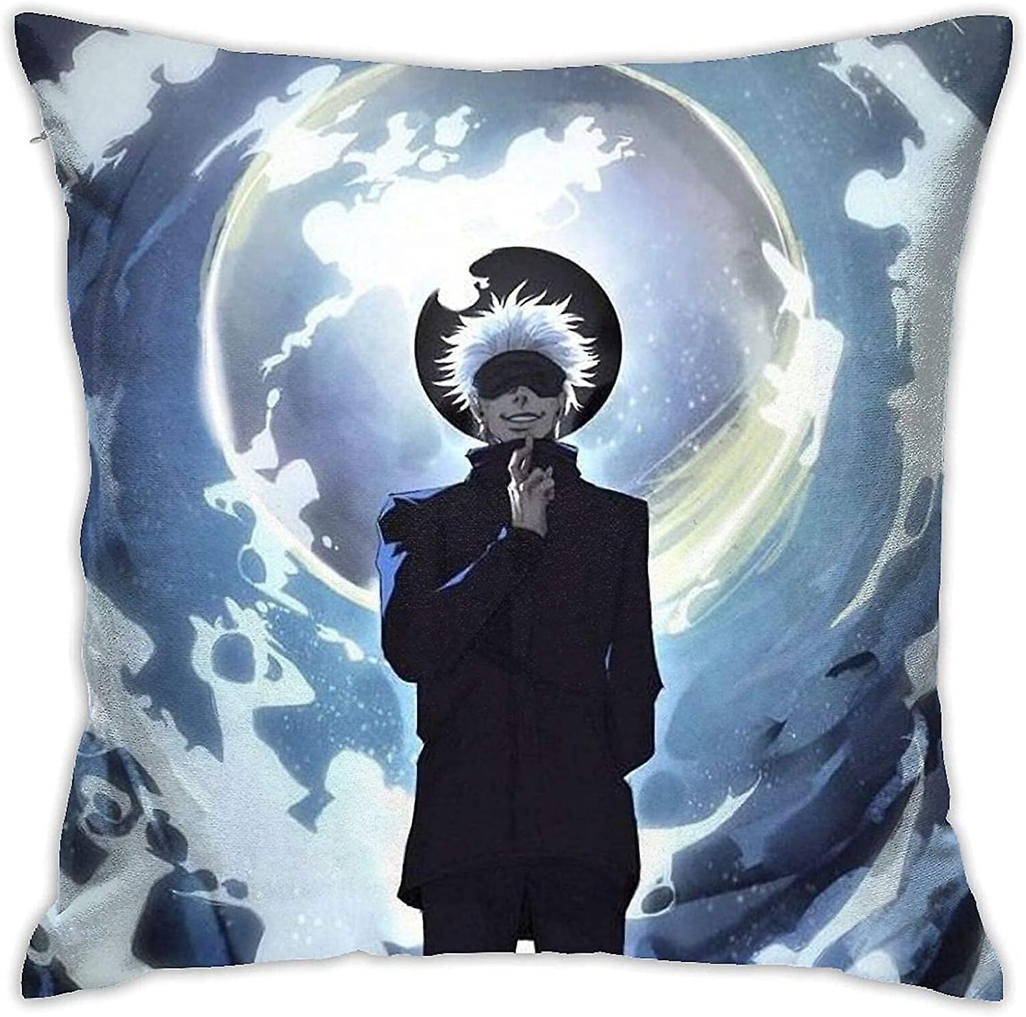 アニメ柔術廻戦五条悟スロー枕カバー18 x 18インチ収縮防止シンプルな枕カバークッションカバーソフト装飾スロー枕-pl3