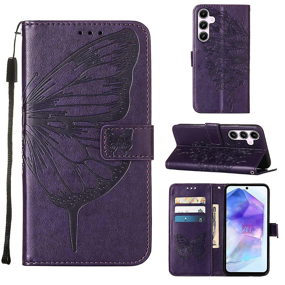 Embossed Butterfly PU Case For Samsung Galaxy A55