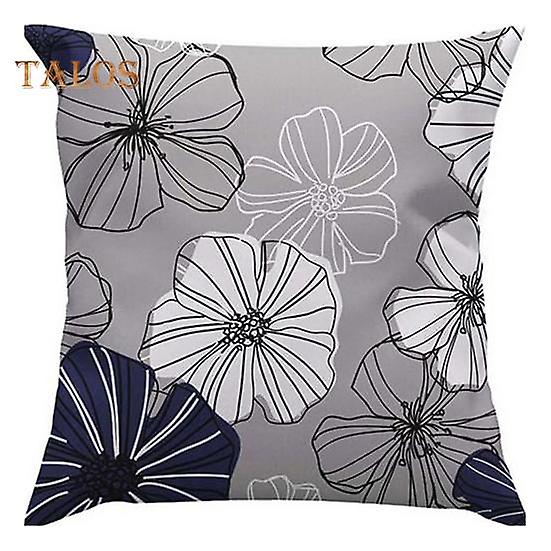 Watercolor Chrysanthemum Print Throw Pillow Cover Non-Fading Machine Washable Cotton Linen Square Cushion Case Modern Style Pillowcase for Home Couch