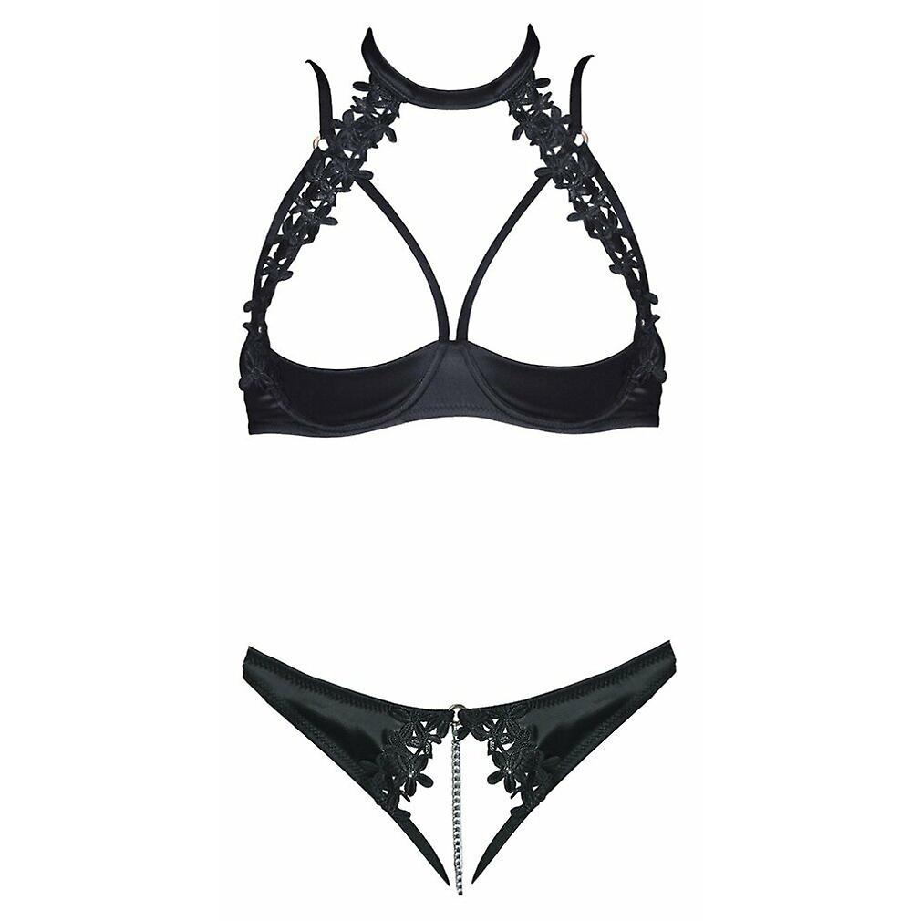 Cottelli Collection bøjle-bh og thong-sæt med kædesort 85B/l