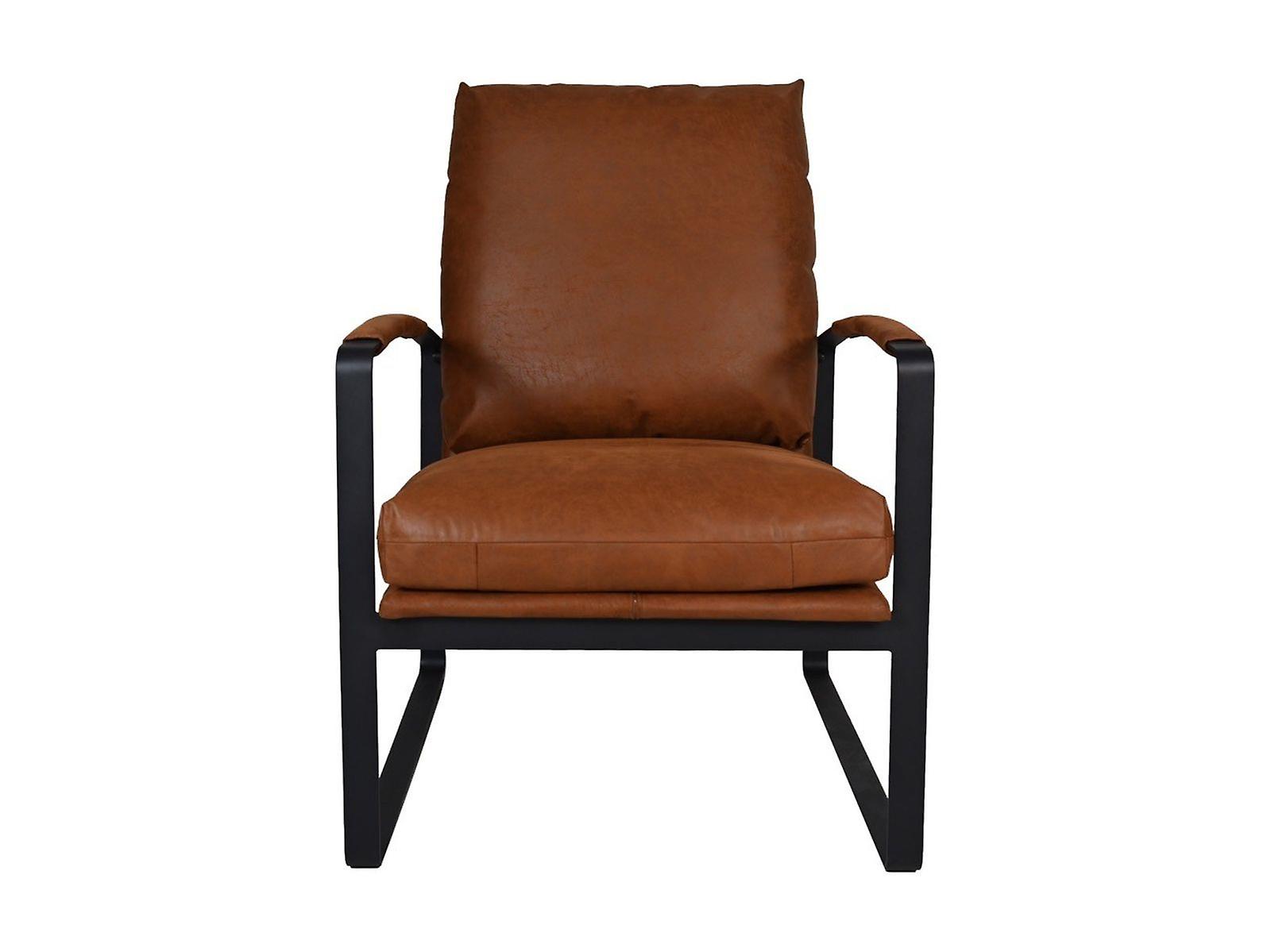 Collection HSM - Fauteuil Miami - 95x65x95 - Cognac/Noir - Cuir/Métal