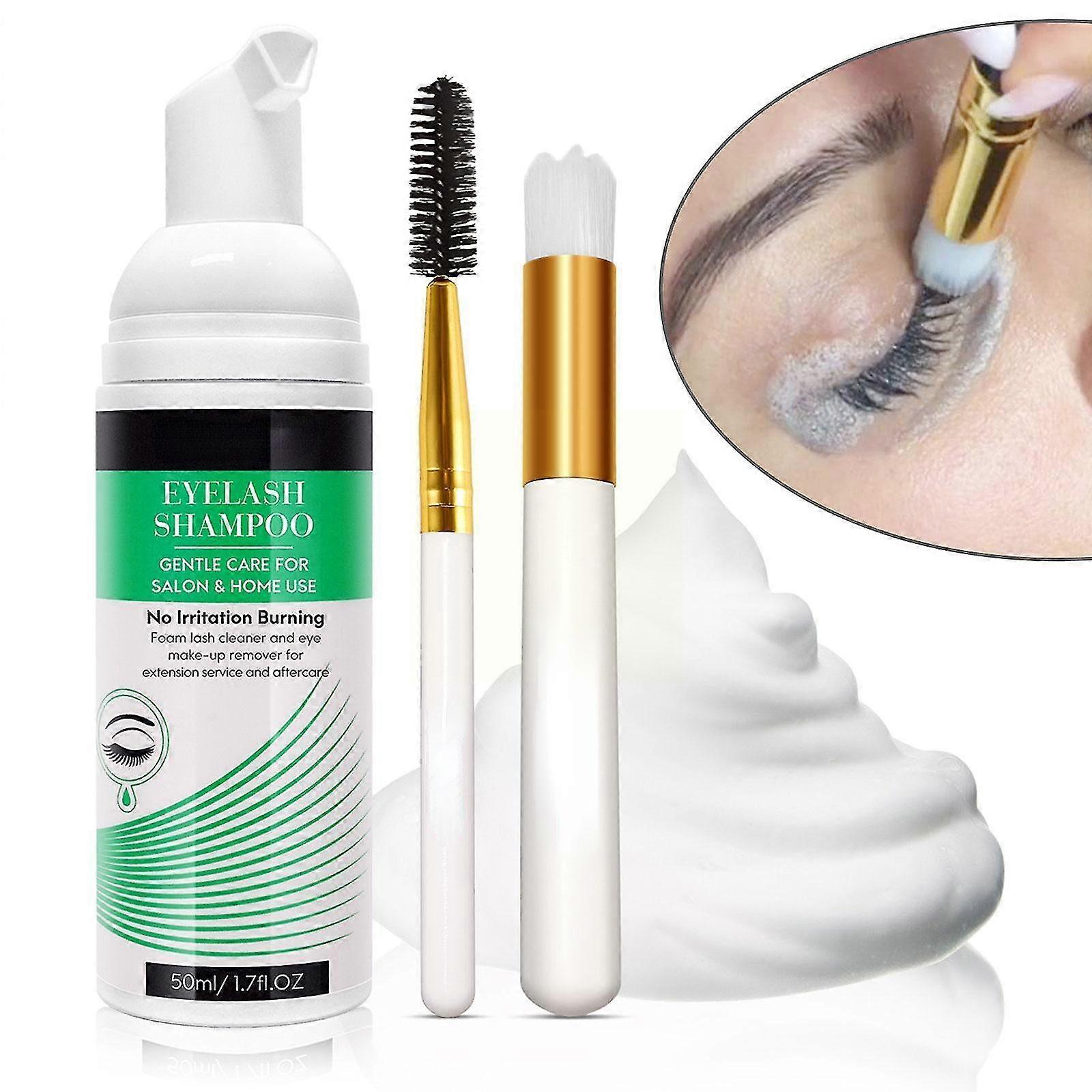 Eyelash Extension Cleanser, Eyelash Extension Shampoo Eyelash Extension Foam & Brushes Eyelid Cleanser For Makeup Remover