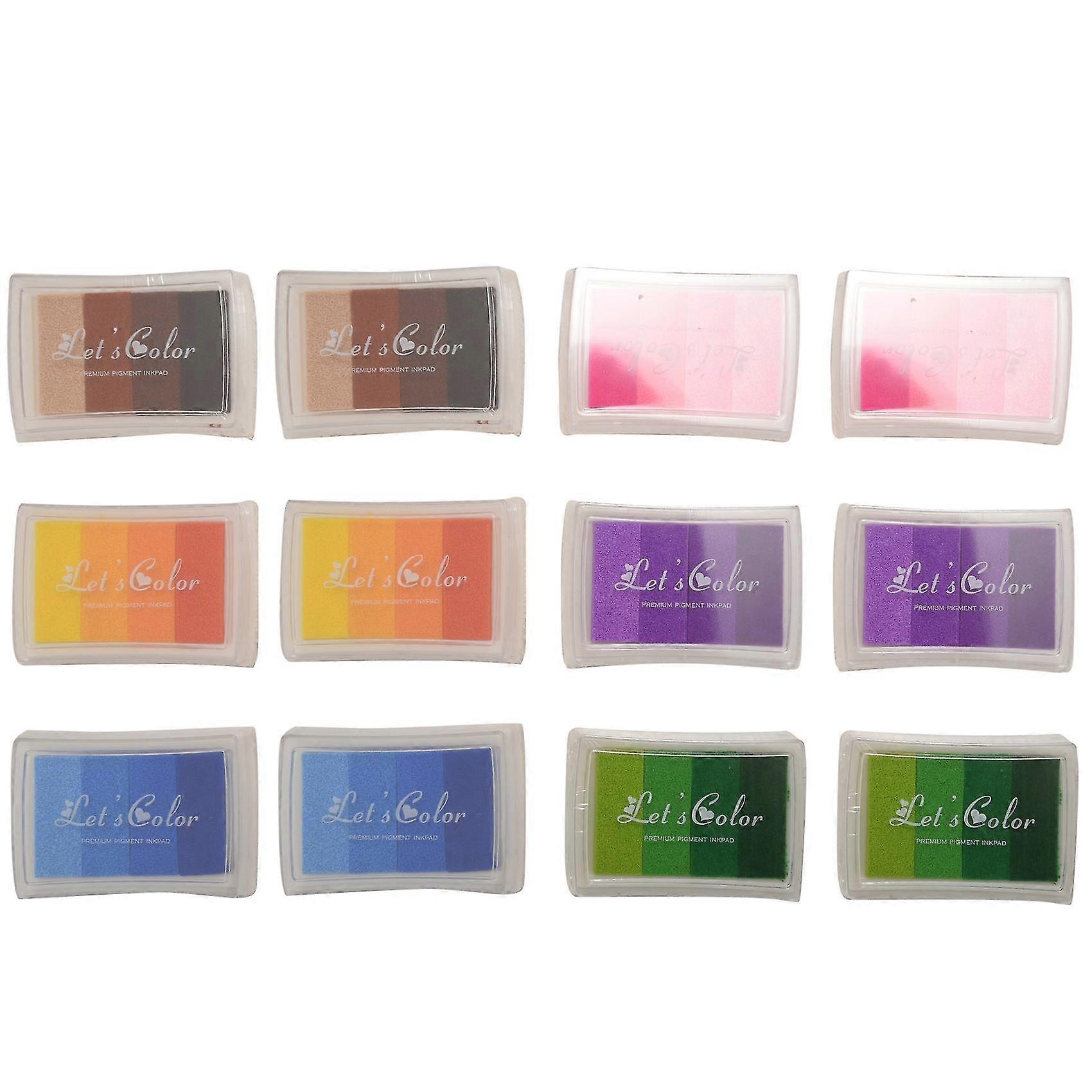 12 Four-color Gradient Stamp Pads Stamp Partner Concave Gradient Ink Pad A Good Partner For Stamps