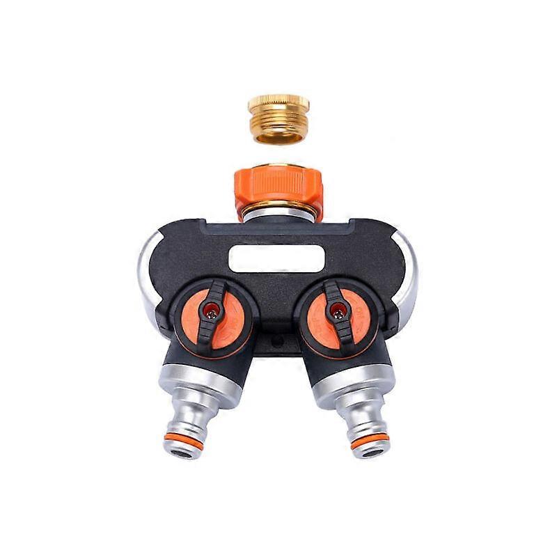 Garden Faucet Diverter, Y Connector, 3/4" to Connect 2 Devices, Dual Outlet Garden Faucet, Faucet Adapter, 1/2" Metal Connector Included
