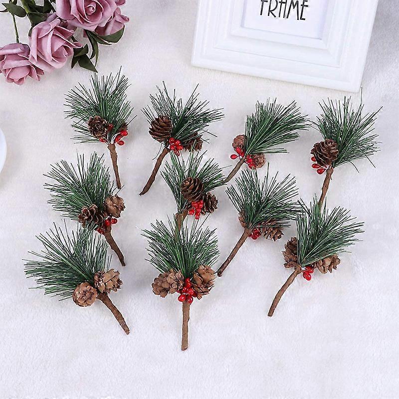 20 pieces of artificial Christmas berries, artificial pine branches, pine needles, pine cones, for garden Christmas party table decorations, Christmas