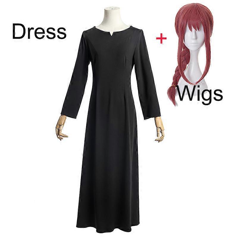 black one shoulder dress bridesmaid Chainsaw Man Costume Makima Cosplay Black Long Sleeves Dress for Women –  pro-costumes