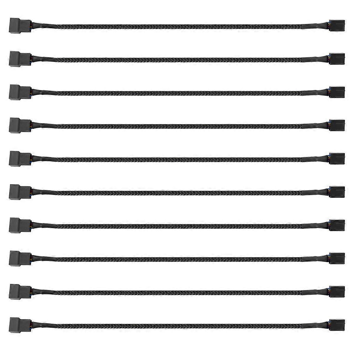 10PCS 4 Pin PWM Fan Extension Power Cable Connector Case Male to Female Extending Cables Compatible with 4 Pin/3Pin Fan