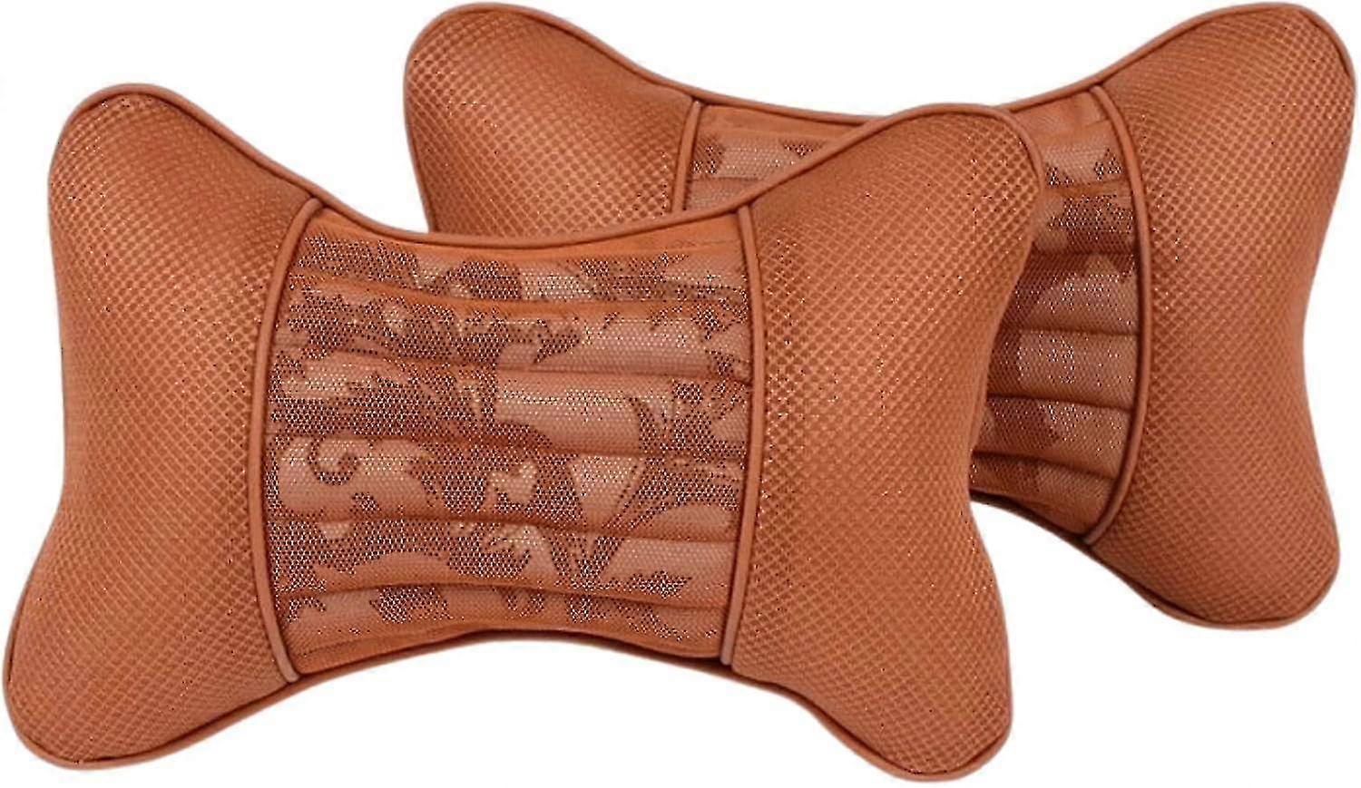 2pcs Car Headrest Pillow With Removable Cover Breathable Memory Foam Cushion(black)