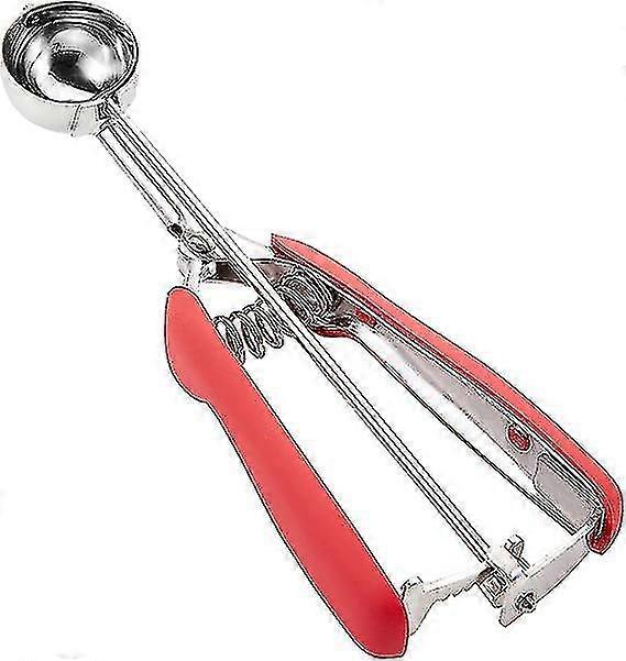 1 قطعة مغرفة آيس كريم ، مغرفة عجينة البسكويت ، مغرفة محملة بنابض ، ستانلس ستيل ، قبضة مريحة (قطر 6 سم أحمر)