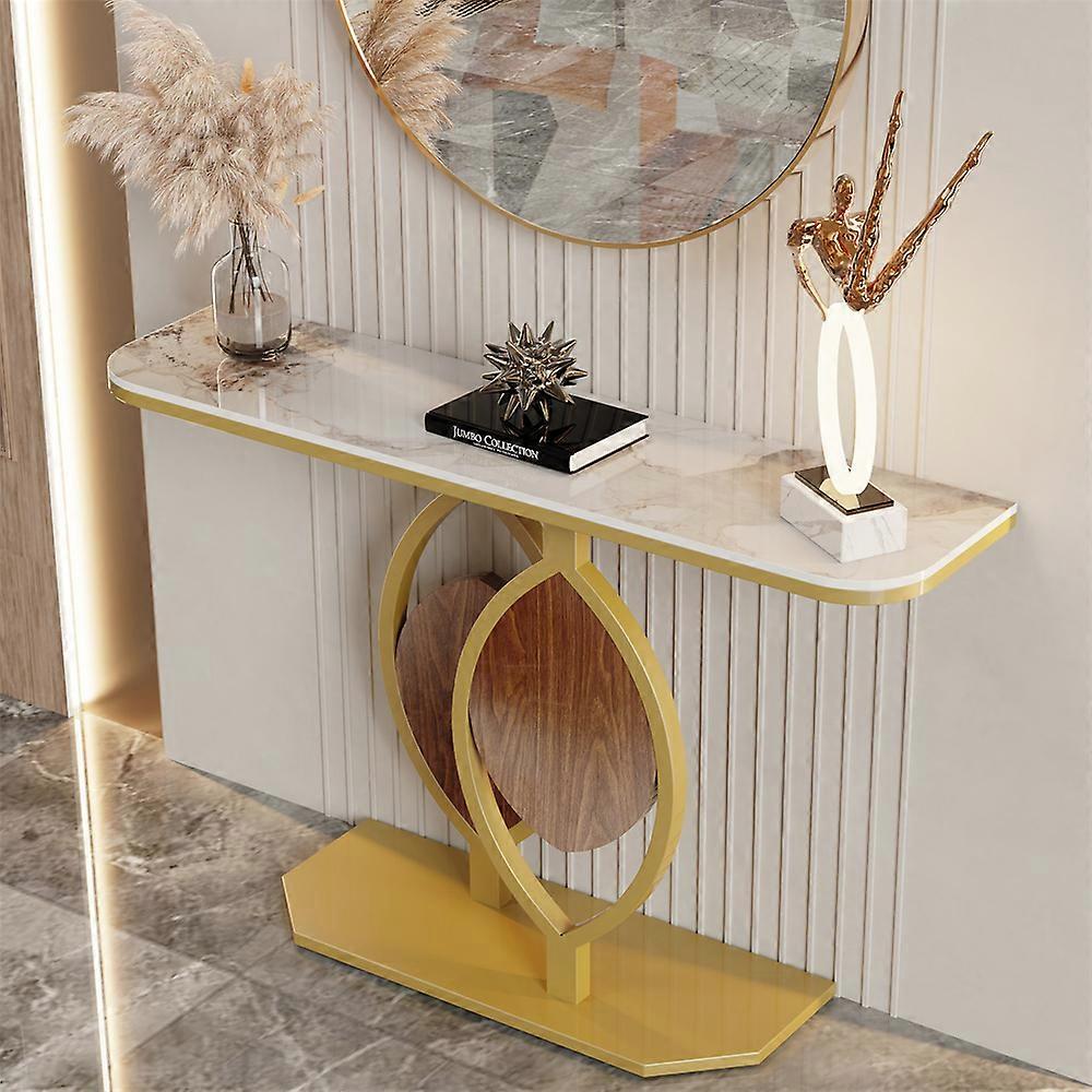 Slim Marble Console Table Modern Hall Table Gold Piédestal
