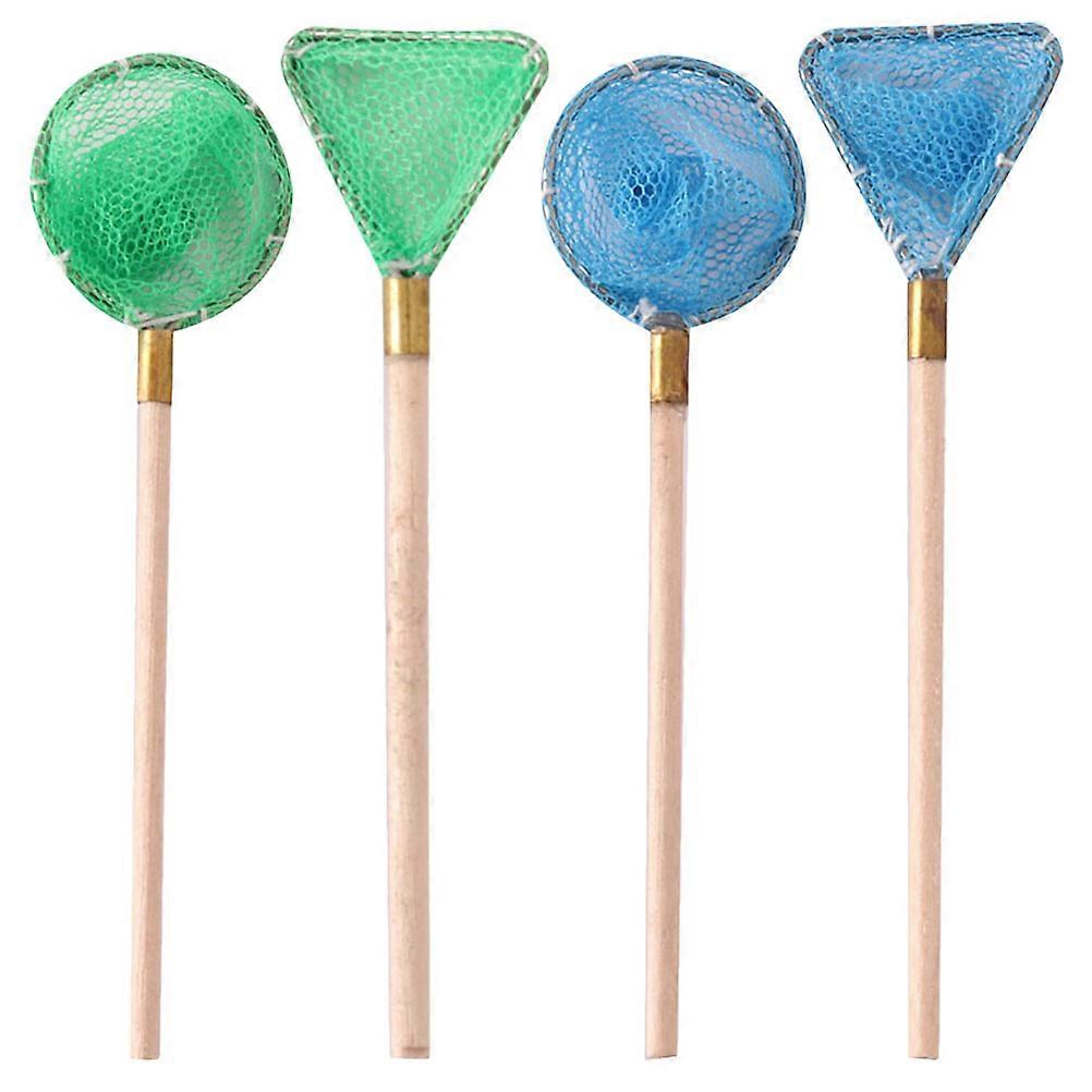 4pcs Mini Fishing Net Model Miniature Fishing Net Photo Prop Miniature House Decoration Mixed Style