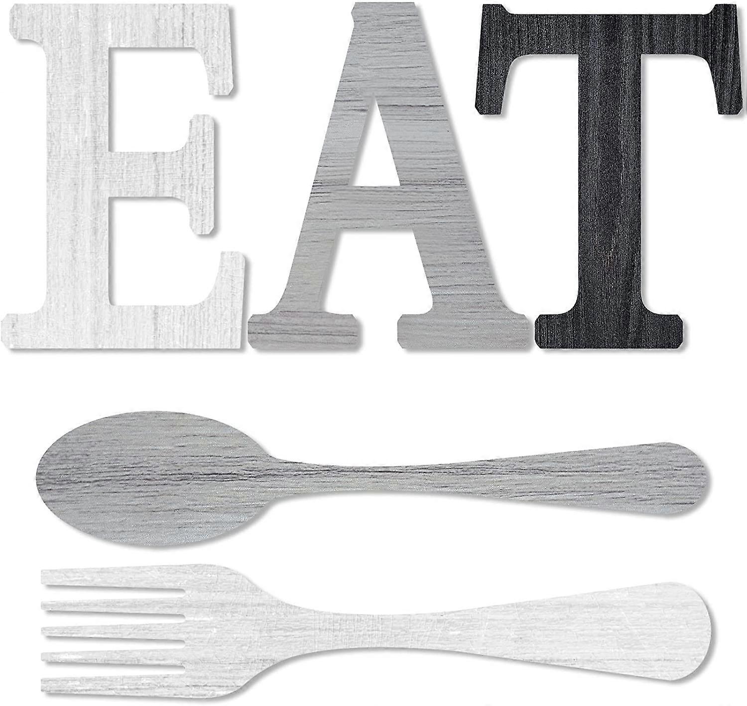 Set of EAT Sign,Fork and Spoon Wall Decor,Cute Eat Letters for Kitchen and Home